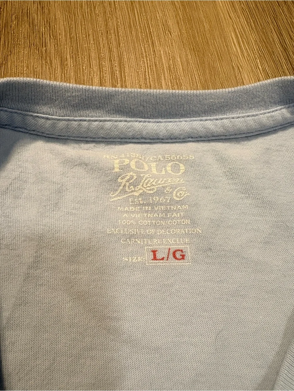 Polo Ralph Lauren Baby Blue T-Shirt Size Large w/ Yellow Logo Casual Comfy